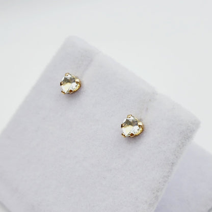 10K Yellow Gold Aquamarine 4x4mm Heart Stud Earrings: March Birthstone