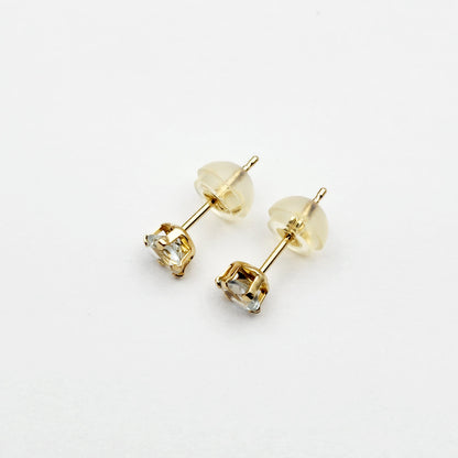 10K Yellow Gold Aquamarine 4x4mm Heart Stud Earrings: March Birthstone