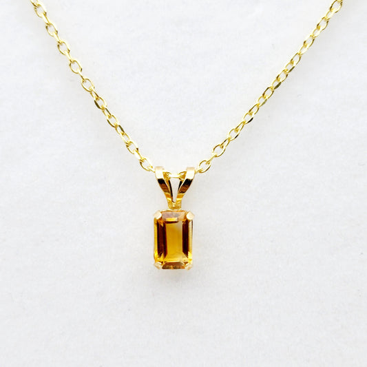 Gold Citrine Pendant Necklace, 14K Yellow Gold Citrine 6x4mm Pendant, November Birthstone, Yellow Gemstone Jewelry