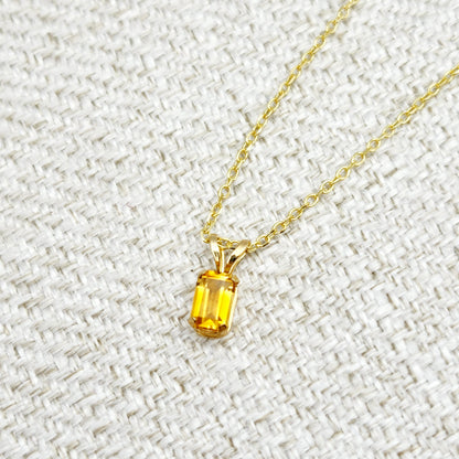 Gold Citrine Pendant Necklace, 14K Yellow Gold Citrine 6x4mm Pendant, November Birthstone, Yellow Gemstone Jewelry