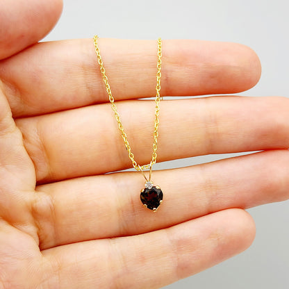 Gold Smokey Topaz Pendant Necklace, 10K Yellow Gold Smokey Topaz 6x6mm with Moonstone Pendant