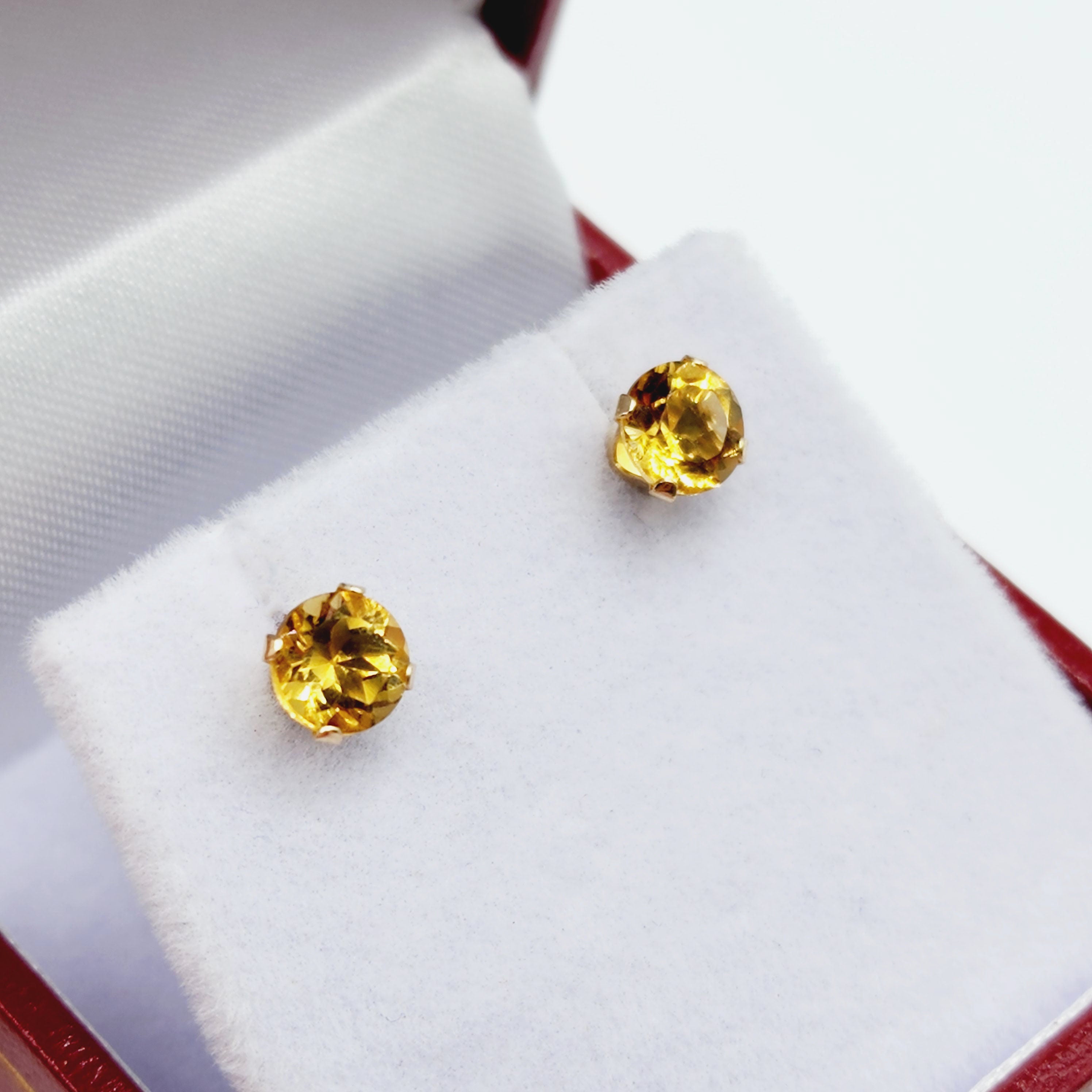 Gold Citrine Stud Earrings, 10K Yellow Gold Citrine 5x5mm Stud Earrings, November Birthstone, Citrine Jewelry, Citrine Gemstone Earrings