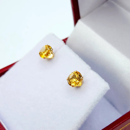 Gold Citrine Stud Earrings, 10K Yellow Gold Citrine 5x5mm Stud Earrings, November Birthstone, Citrine Jewelry, Citrine Gemstone Earrings