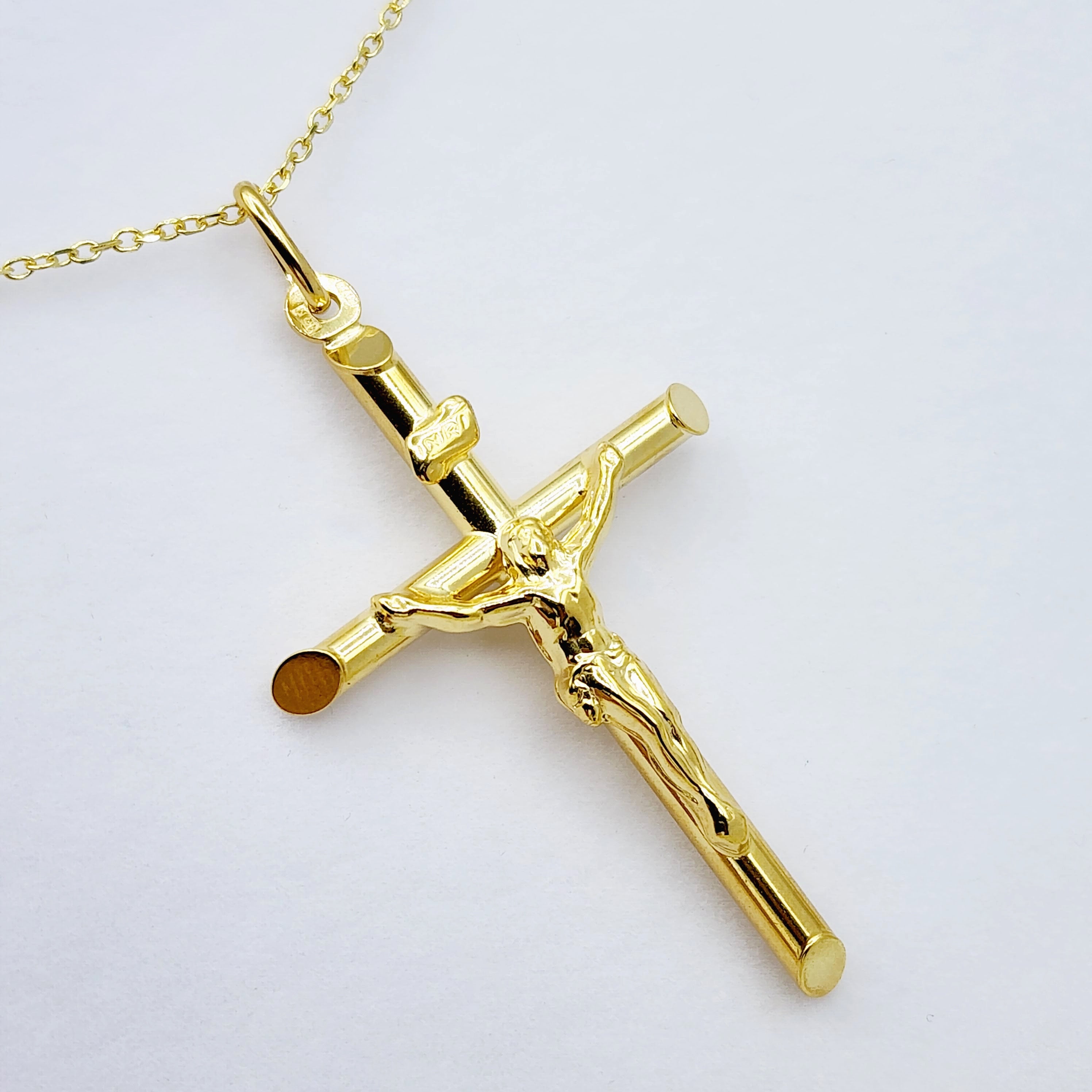 Dainty Crucifix Cross Pendant , Jesus Religious Cross Pendant, 10K Gold Large Cross Pendant for Unisex, Memorable Religious Gifts