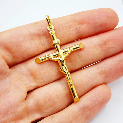 Dainty Crucifix Cross Pendant , Jesus Religious Cross Pendant, 10K Gold Large Cross Pendant for Unisex, Memorable Religious Gifts