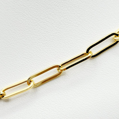 Solid Gold Paperclip Chain Necklace, Dainty 10K Yellow Solid Gold Necklace, Paper Clip 4mm Chain, Perfect Gift For Christmas