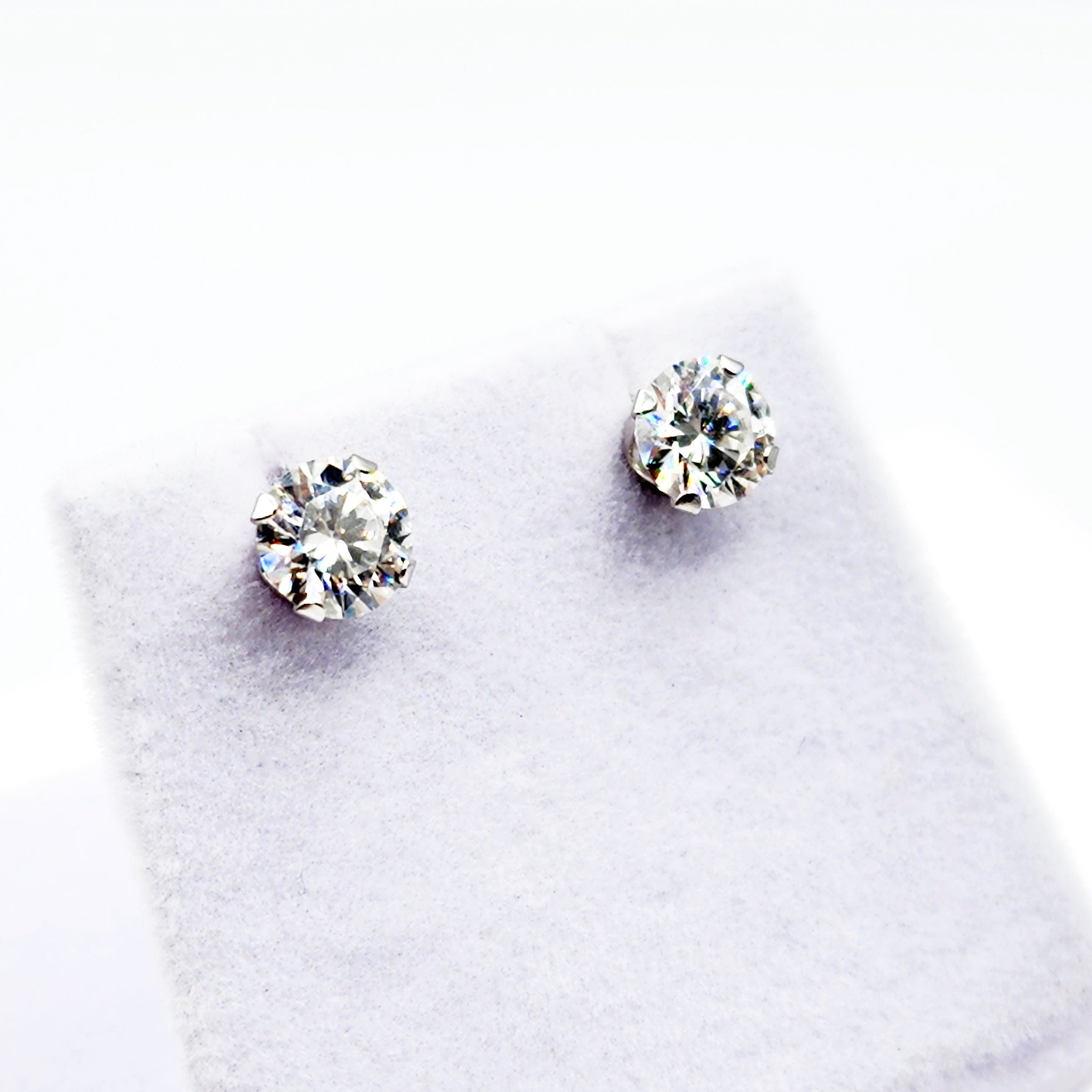 Gold Moissanite Stud Earrings, 10K White Gold Round Moissanite 6x6mm Stud Earrings, Bridal Earrings, Earrings For Women