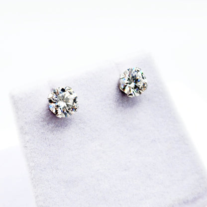 Gold Moissanite Stud Earrings, 10K White Gold Round Moissanite 6x6mm Stud Earrings, Bridal Earrings, Earrings For Women