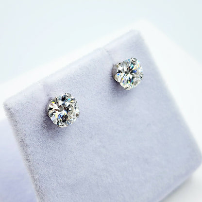 Gold Moissanite Stud Earrings, 10K White Gold Round Moissanite 6x6mm Stud Earrings, Bridal Earrings, Earrings For Women