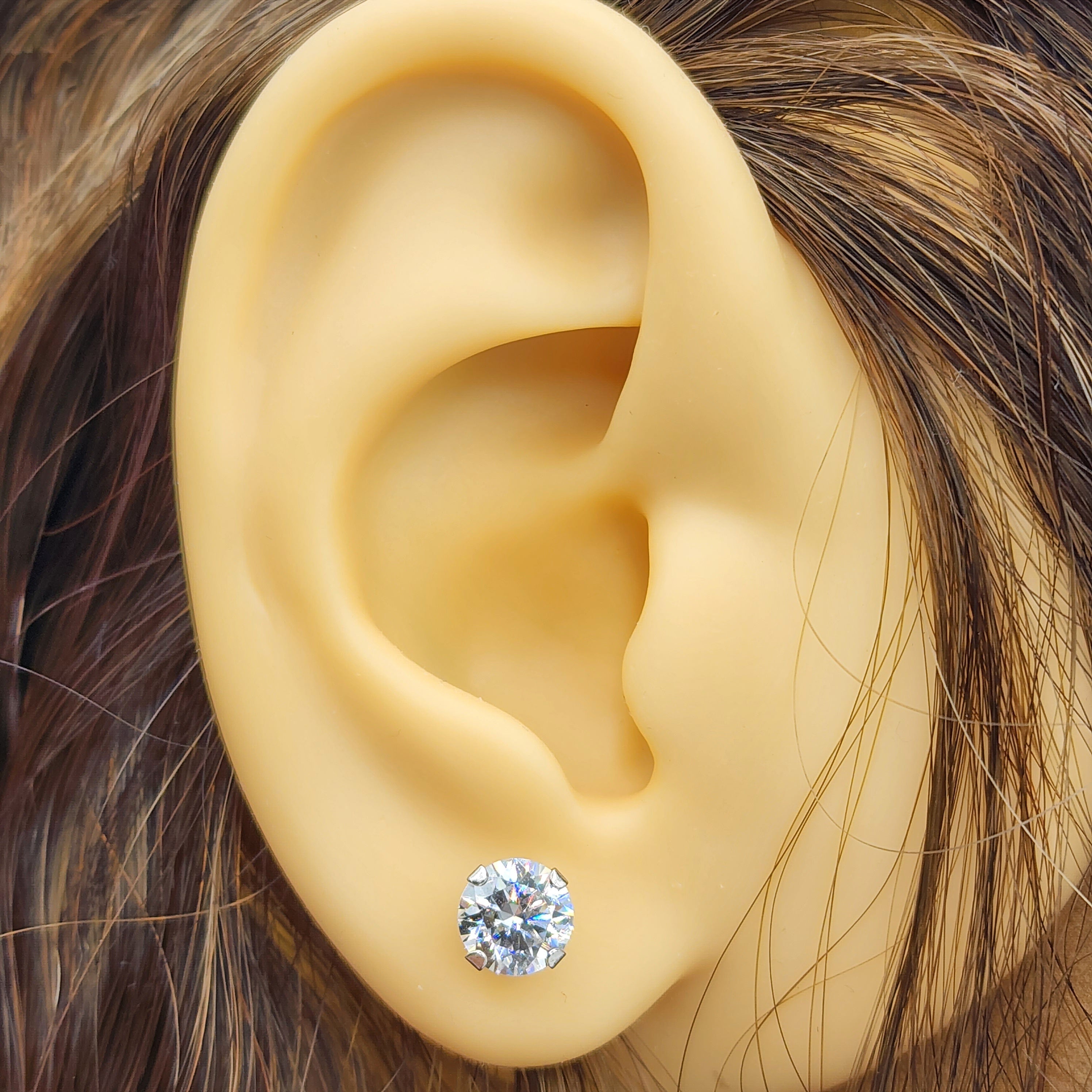 Gold Moissanite Stud Earrings, 10K White Gold Round Moissanite 6x6mm Stud Earrings, Bridal Earrings, Earrings For Women