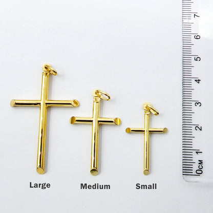 Dainty Cross Pendant Necklace , 10K Yellow Gold Simple Cross Pendant, Large Cross Pendant Necklace Gold, Christmas Gifts, Religious Gift