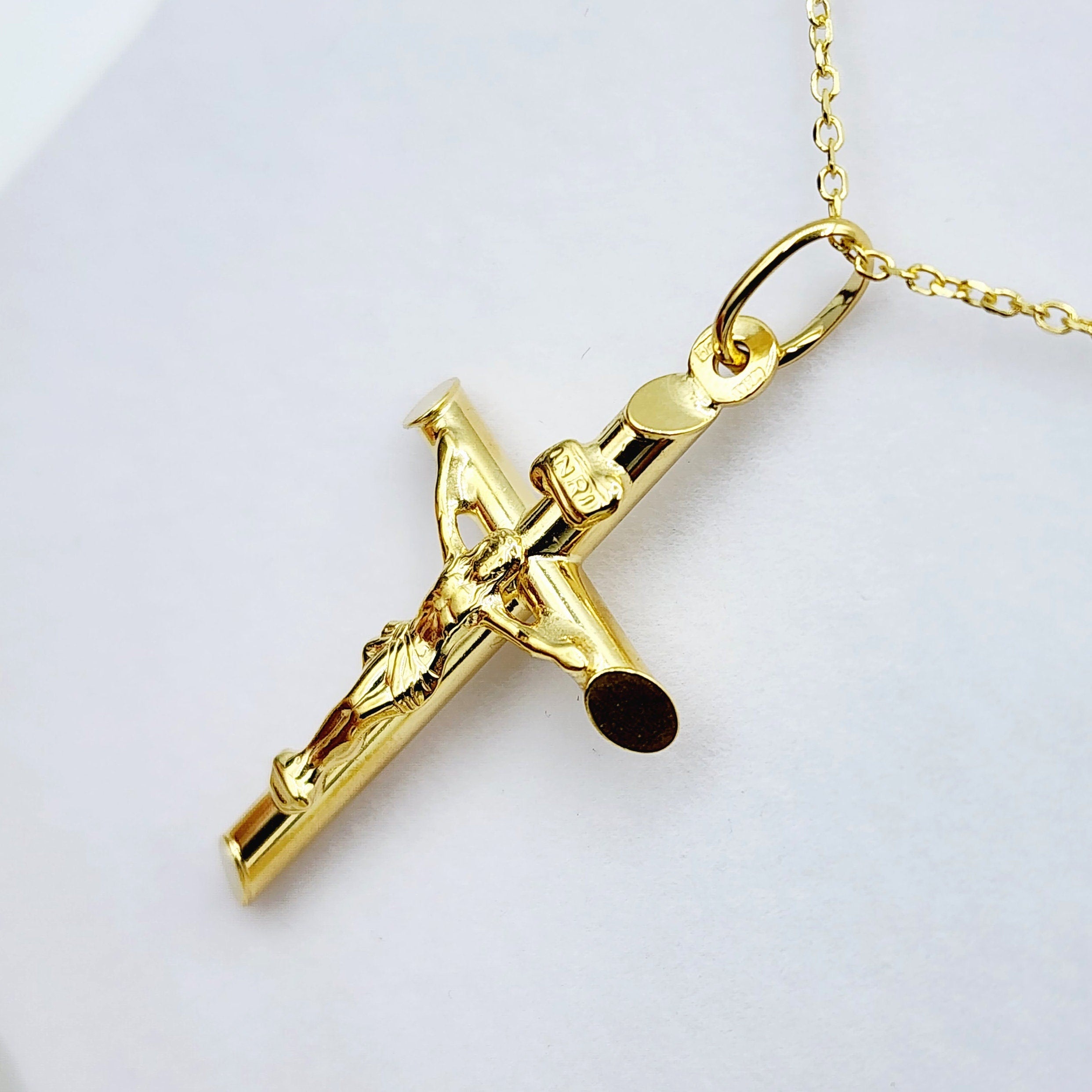 Dainty Cross Pendant Necklace , 10K Yellow Gold Cross Pendant, Cross Pendant Necklace Gold, Christmas Gifts, Religious Gift