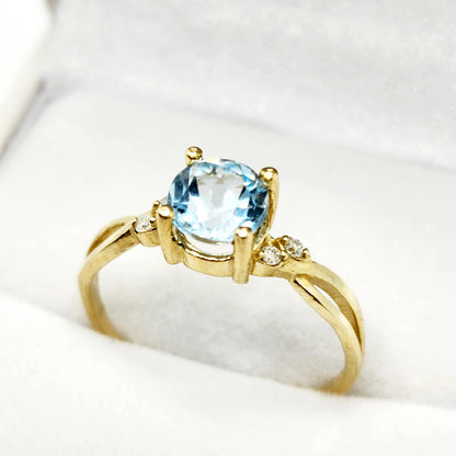 Gold Aquamarine Rings For Women, Gemstone Rings For Her, Yellow Gold Ring, Handmade Ring, Statement Ring, Wedding Ring, Birthstone Ring