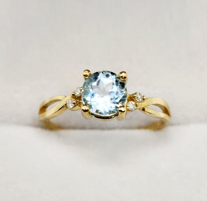 Gold Aquamarine Rings For Women, Gemstone Rings For Her, Yellow Gold Ring, Handmade Ring, Statement Ring, Wedding Ring, Birthstone Ring