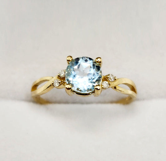 Gold Aquamarine Rings For Women, Gemstone Rings For Her, Yellow Gold Ring, Handmade Ring, Statement Ring, Wedding Ring, Birthstone Ring