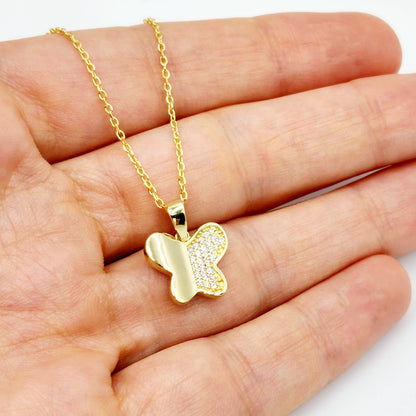 Gold Butterfly Pendant Necklace, 10K Yellow Gold Butterfly Necklace Pendant, Dainty Butterfly, Gif for Her, Birthday Gift, Christmas Gift