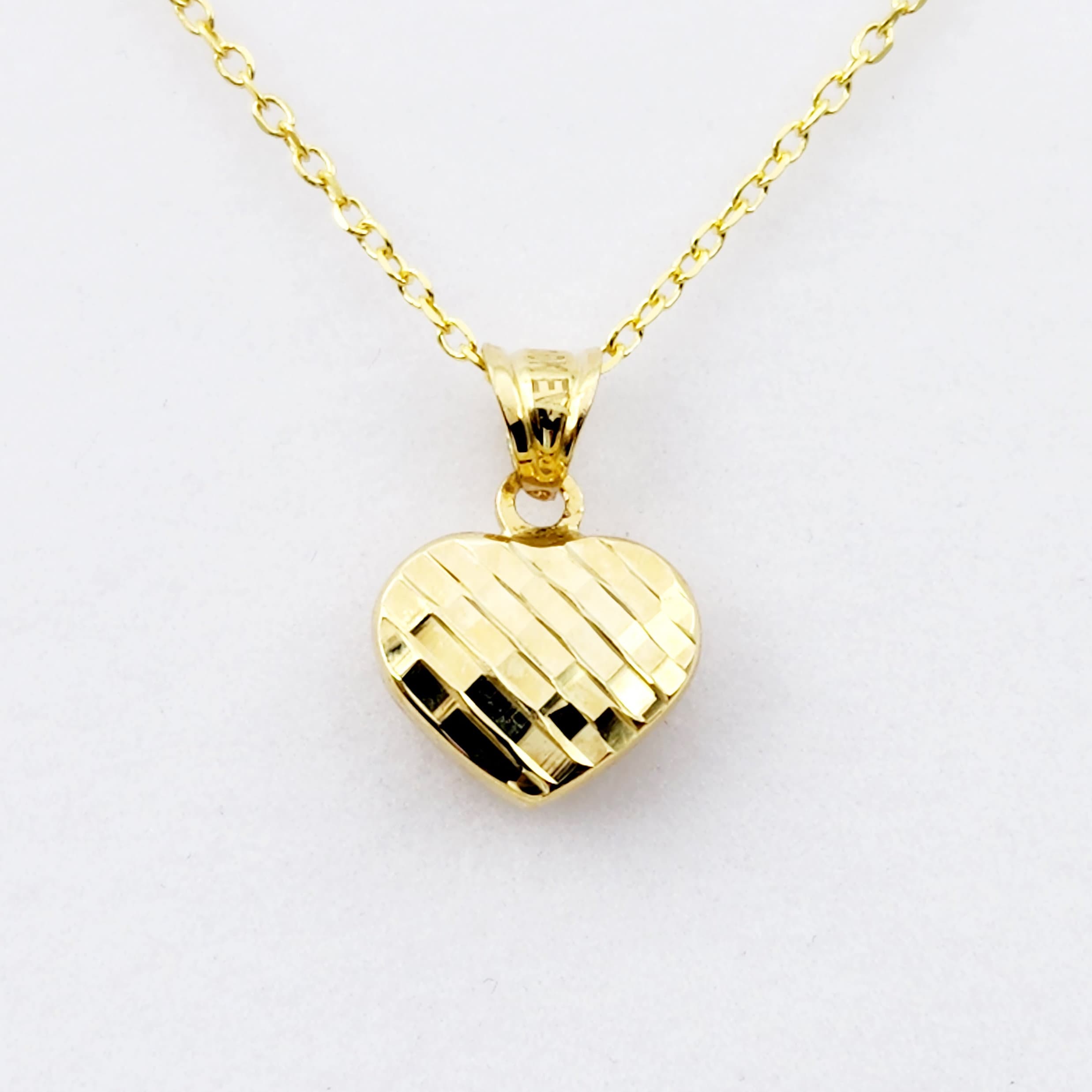 Gold Heart Pendant Necklace, 10K Yellow Gold Heart Necklace Pendant, Dainty Heart Gold Charm Necklace, Birthday Gift, Gift For Her