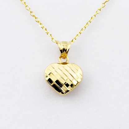 Gold Heart Pendant Necklace, 10K Yellow Gold Heart Necklace Pendant, Dainty Heart Gold Charm Necklace, Birthday Gift, Gift For Her