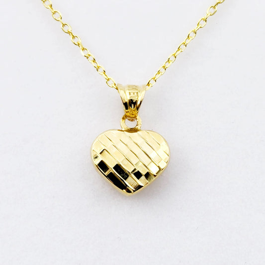 Gold Heart Pendant Necklace, 10K Yellow Gold Heart Necklace Pendant, Dainty Heart Gold Charm Necklace, Birthday Gift, Gift For Her