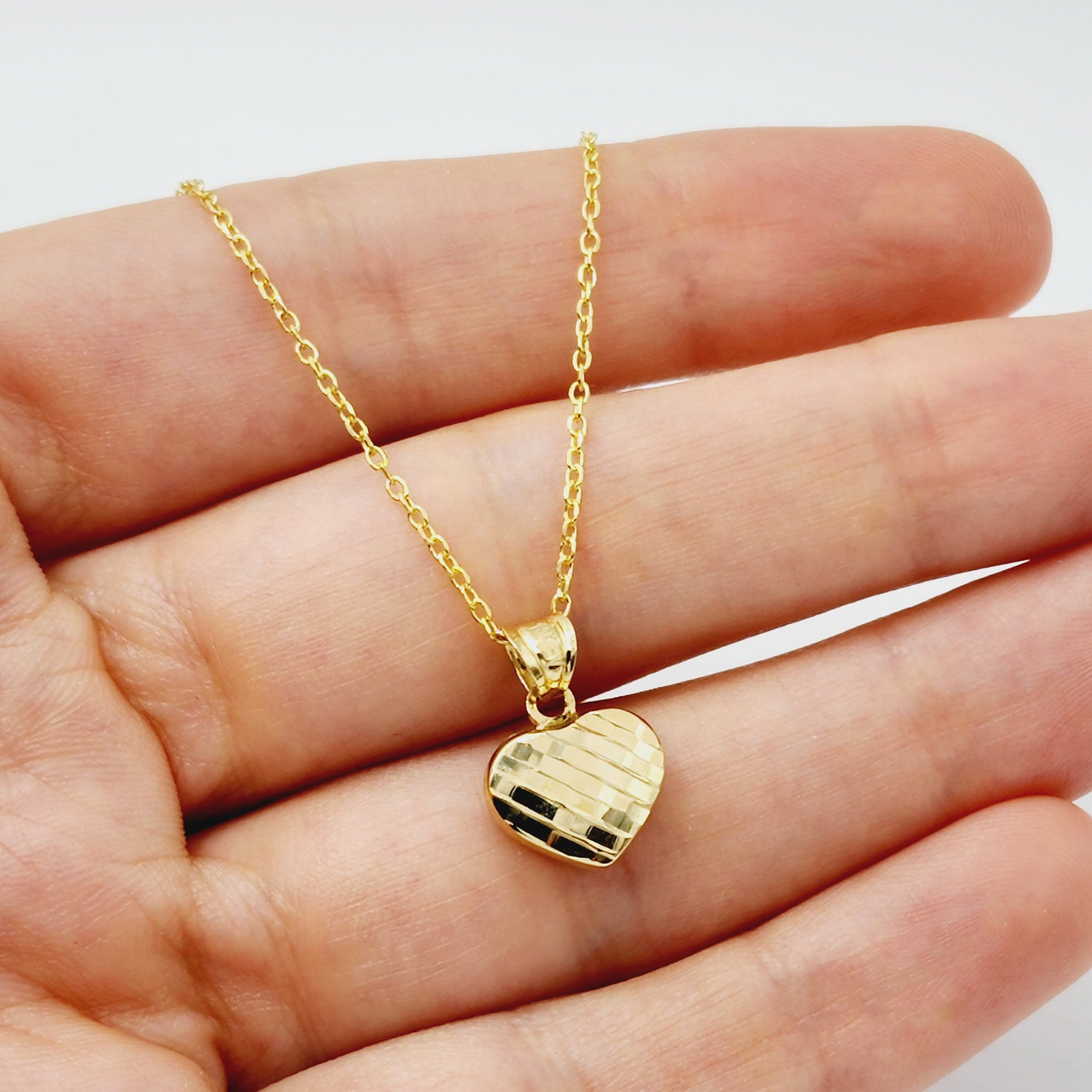Gold Heart Pendant Necklace, 10K Yellow Gold Heart Necklace Pendant, Dainty Heart Gold Charm Necklace, Birthday Gift, Gift For Her