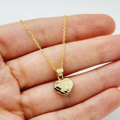 Gold Heart Pendant Necklace, 10K Yellow Gold Heart Necklace Pendant, Dainty Heart Gold Charm Necklace, Birthday Gift, Gift For Her