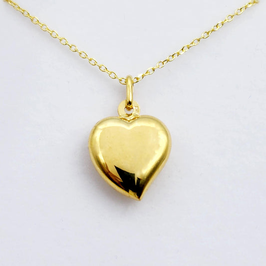 Gold Heart Necklace Pendant, Dainty Heart Gold Pendant Necklace for Women, 10k Yellow Gold Minimalist Jewelry Heart Shaped Necklace for Girl