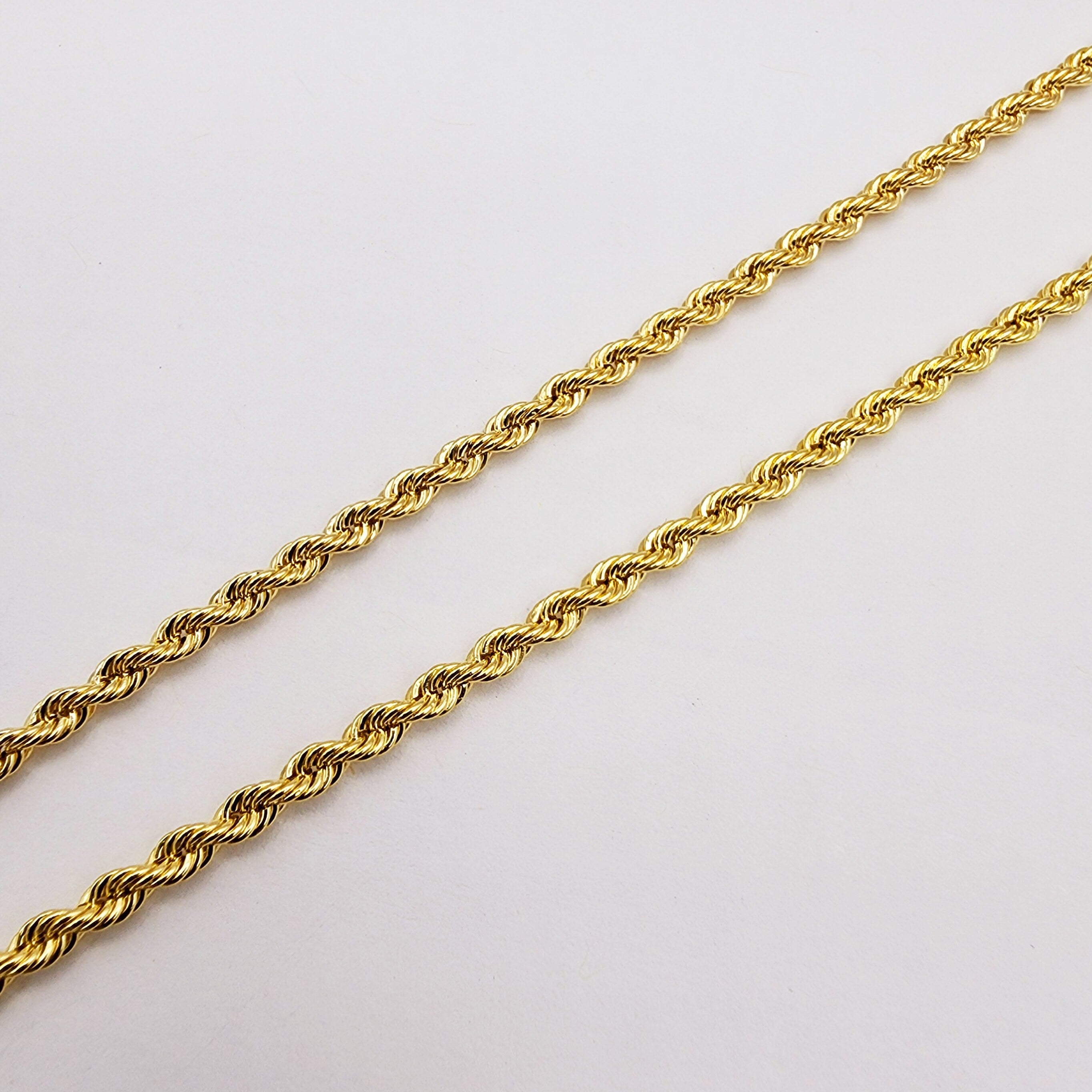10K Gold Twisted Rope Chain, Handmade Unisex Dainty Gold Rope 2.6mm Necklace, Durable Minimalist Rope Chain Necklace For Men and Women