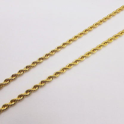 10K Gold Twisted Rope Chain, Handmade Unisex Dainty Gold Rope 2.6mm Necklace, Durable Minimalist Rope Chain Necklace For Men and Women