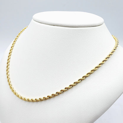 10K Gold Twisted Rope Chain, Handmade Unisex Dainty Gold Rope 2.6mm Necklace, Durable Minimalist Rope Chain Necklace For Men and Women