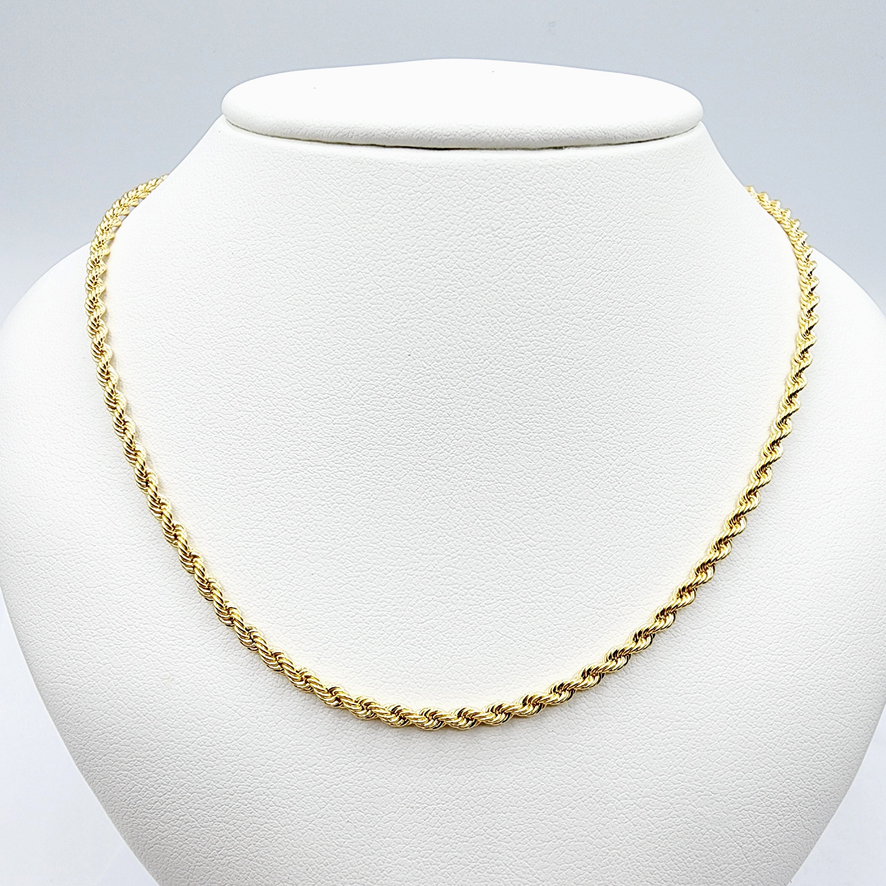 10K Gold Twisted Rope Chain, Handmade Unisex Dainty Gold Rope 2.6mm Necklace, Durable Minimalist Rope Chain Necklace For Men and Women