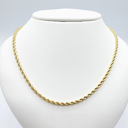 10K Gold Twisted Rope Chain, Handmade Unisex Dainty Gold Rope 2.6mm Necklace, Durable Minimalist Rope Chain Necklace For Men and Women