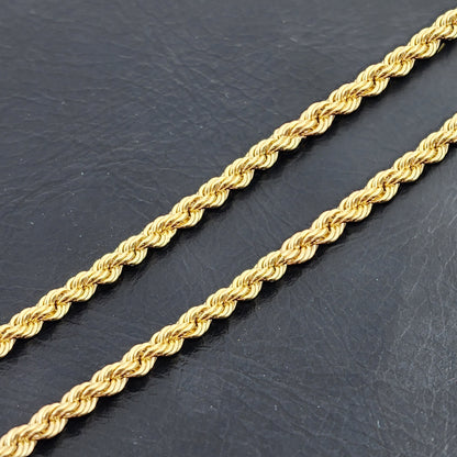 10K Gold Twisted Rope Chain, Handmade Unisex Dainty Gold Rope 2.6mm Necklace, Durable Minimalist Rope Chain Necklace For Men and Women