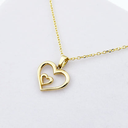 Gold Heart Pendant Necklace, 10K Yellow Gold Simple Heart Necklace Pendant, Dainty Heart Gold, Charm Necklace, Valentine's Day Gift For Her