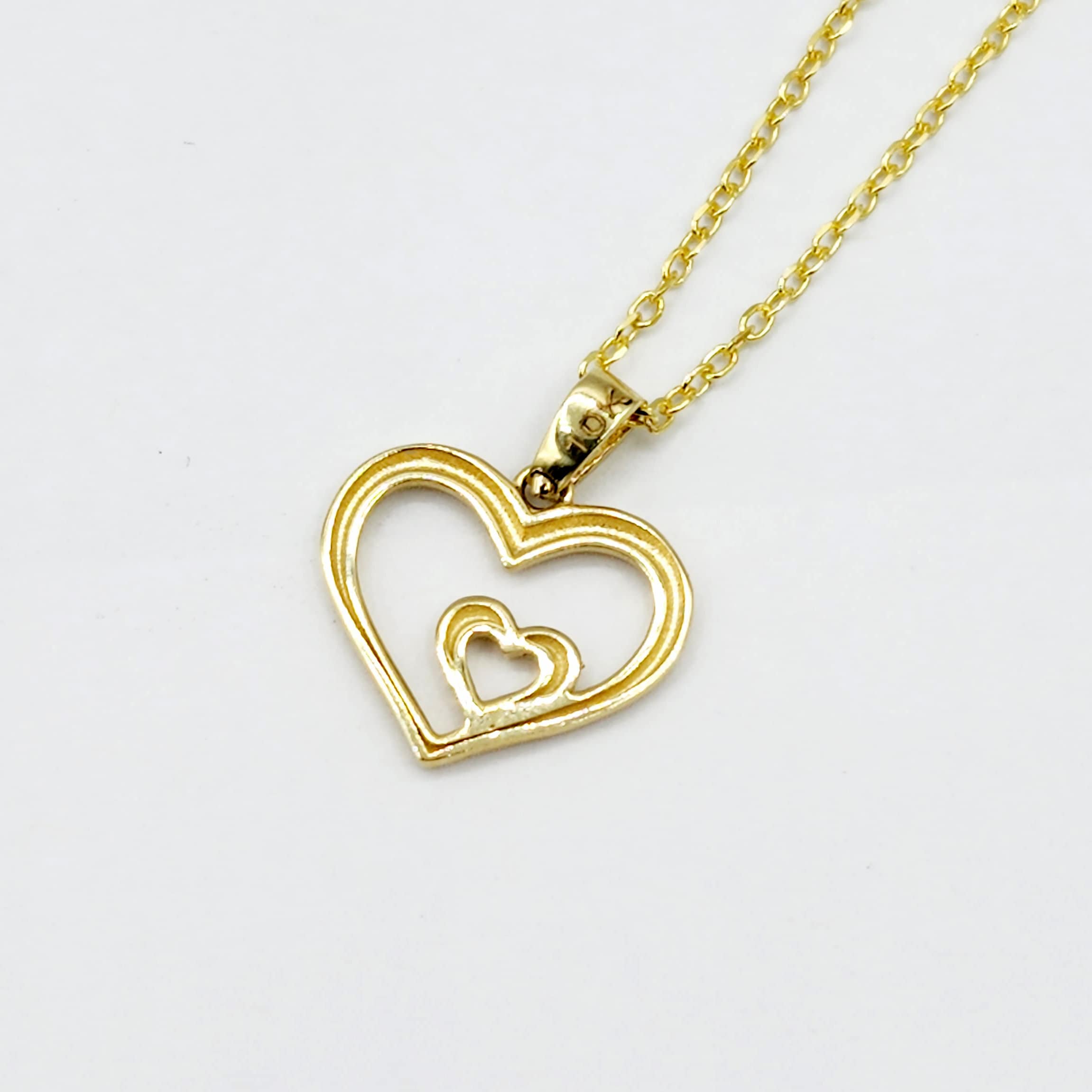 Gold Heart Pendant Necklace, 10K Yellow Gold Simple Heart Necklace Pendant, Dainty Heart Gold, Charm Necklace, Valentine's Day Gift For Her