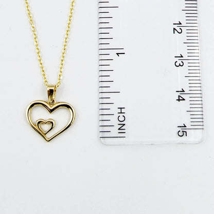 Gold Heart Pendant Necklace, 10K Yellow Gold Simple Heart Necklace Pendant, Dainty Heart Gold, Charm Necklace, Valentine's Day Gift For Her