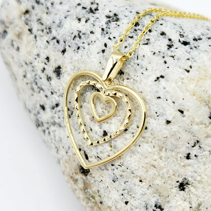 Gold Heart Pendant Necklace, 10K Yellow Gold Heart Necklace Pendant, Dainty Heart Gold, Charm Necklace, Valentine's Day Gift For Her