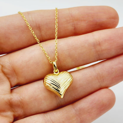 Gold Heart Pendant Necklace, 10K Yellow Gold Heart Necklace Pendant, Dainty Heart Gold, Charm Necklace, Valentine's Day Gift For Her
