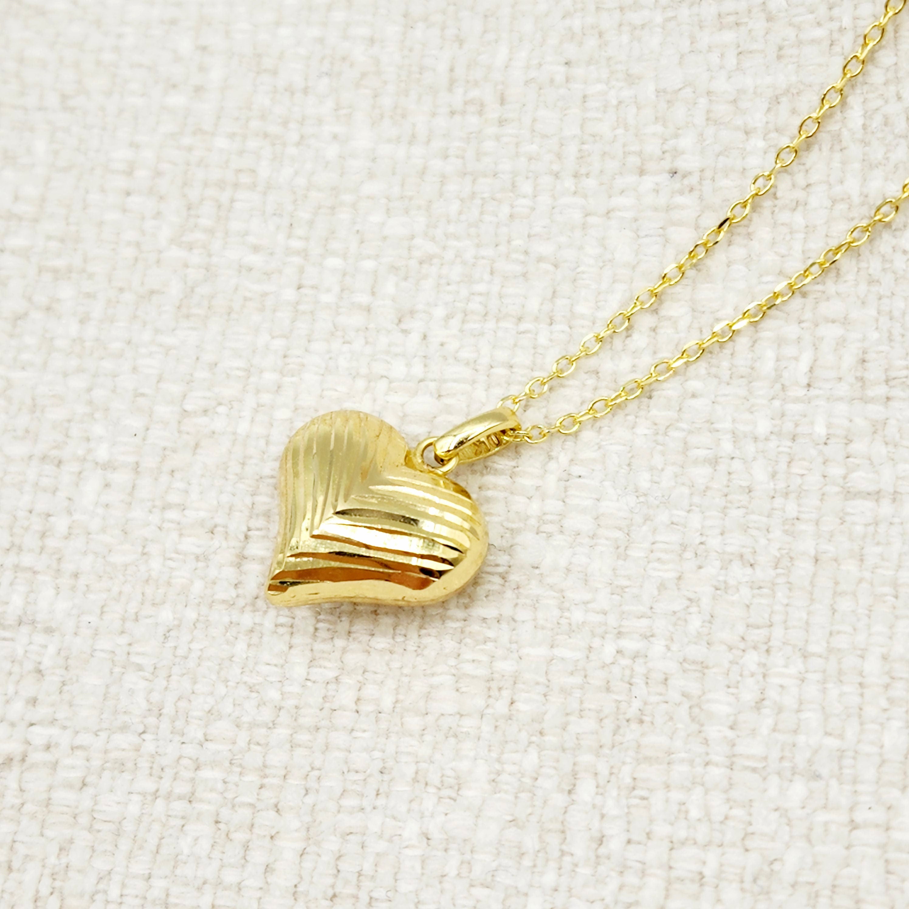 Gold Heart Pendant Necklace, 10K Yellow Gold Heart Necklace Pendant, Dainty Heart Gold, Charm Necklace, Valentine's Day Gift For Her