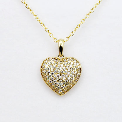 Gold Heart Pendant Necklace, 10K Yellow Gold Heart Pendant With CZ, Dainty Heart Gold, Charm Necklace, Valentine's Day Gift For Her