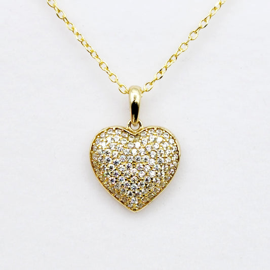 Gold Heart Pendant Necklace, 10K Yellow Gold Heart Pendant With CZ, Dainty Heart Gold, Charm Necklace, Valentine's Day Gift For Her