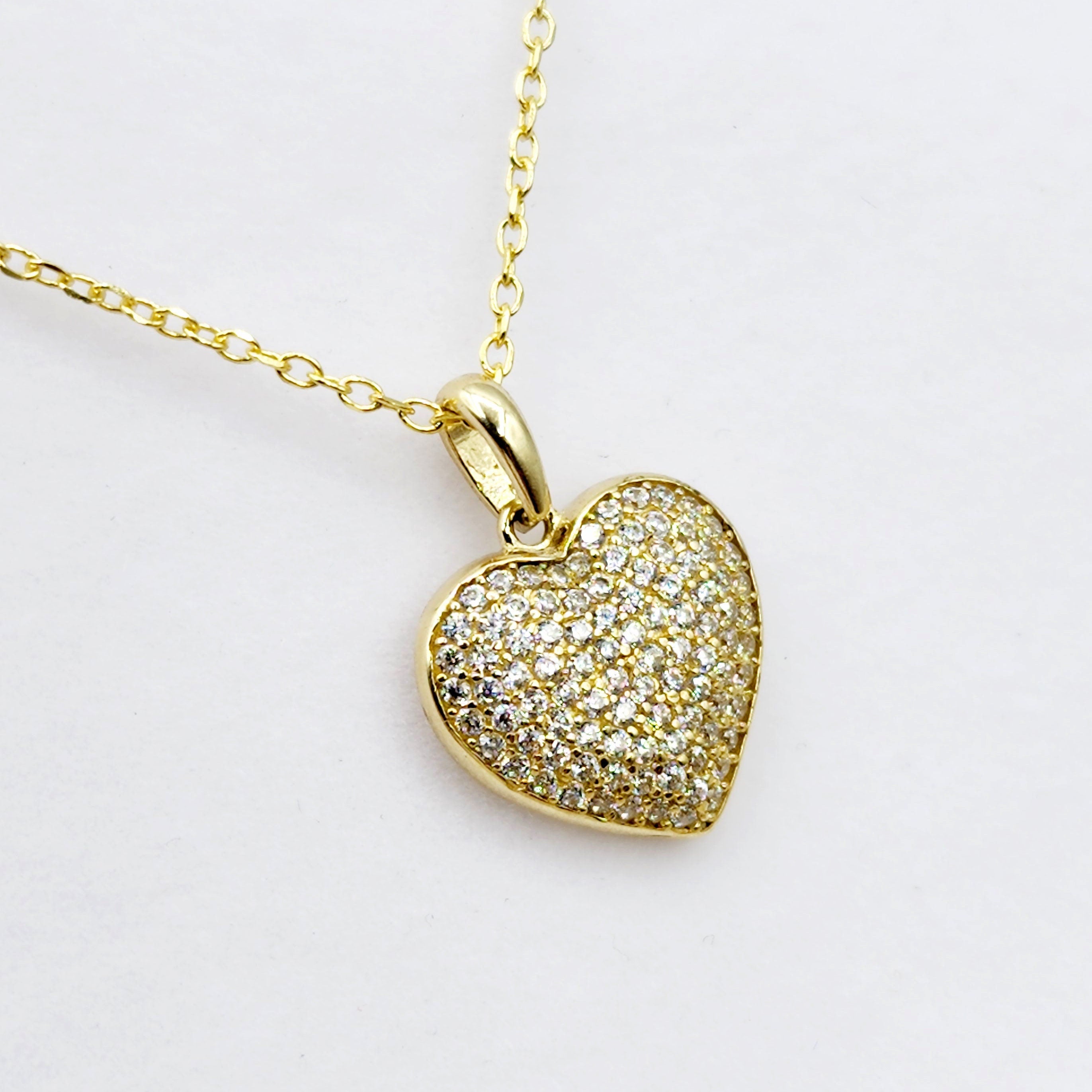 Gold Heart Pendant Necklace, 10K Yellow Gold Heart Pendant With CZ, Dainty Heart Gold, Charm Necklace, Valentine's Day Gift For Her