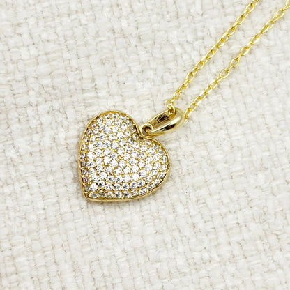 Gold Heart Pendant Necklace, 10K Yellow Gold Heart Pendant With CZ, Dainty Heart Gold, Charm Necklace, Valentine's Day Gift For Her