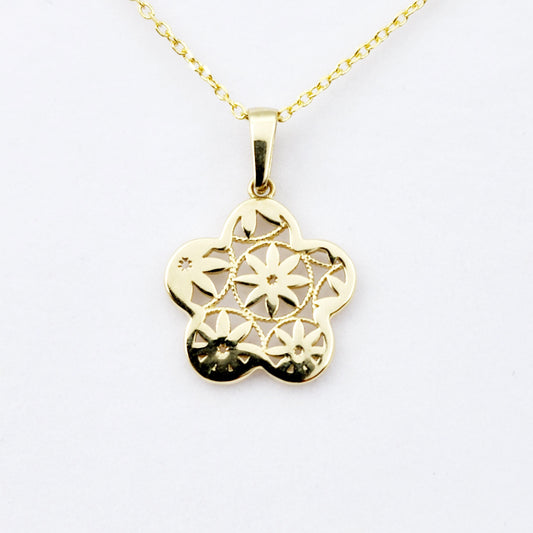 Gold Snowflake Pendant Necklace, 10K Yellow Gold Snowflake Pendant With CZ, Dainty Snowflake Charm, Winter Gift For Her