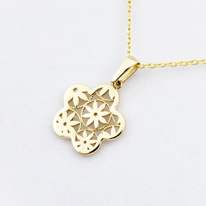 Gold Snowflake Pendant Necklace, 10K Yellow Gold Snowflake Pendant With CZ, Dainty Snowflake Charm, Winter Gift For Her