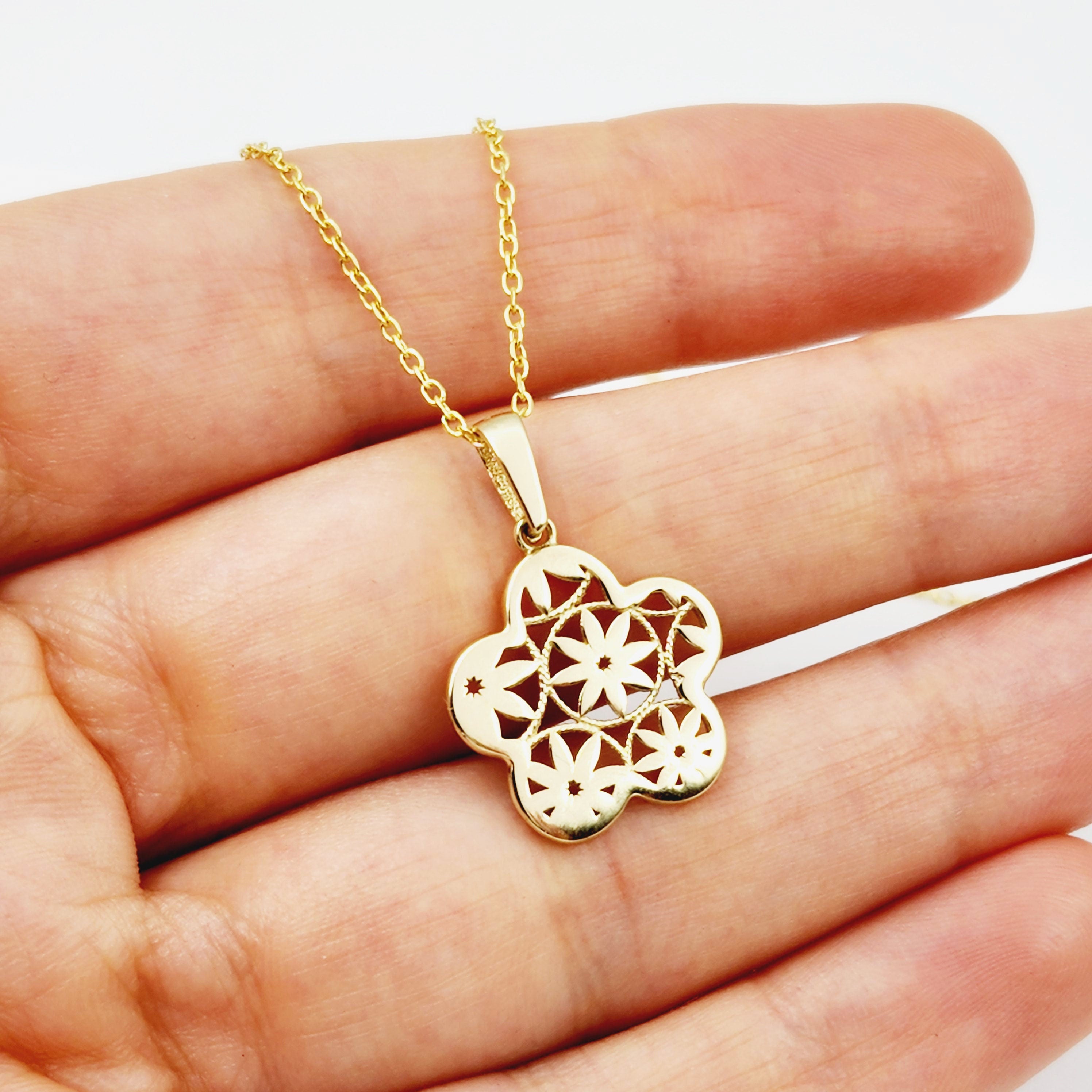 Gold Snowflake Pendant Necklace, 10K Yellow Gold Snowflake Pendant With CZ, Dainty Snowflake Charm, Winter Gift For Her