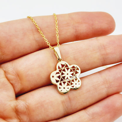 Gold Snowflake Pendant Necklace, 10K Yellow Gold Snowflake Pendant With CZ, Dainty Snowflake Charm, Winter Gift For Her