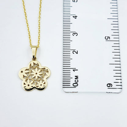Gold Snowflake Pendant Necklace, 10K Yellow Gold Snowflake Pendant With CZ, Dainty Snowflake Charm, Winter Gift For Her