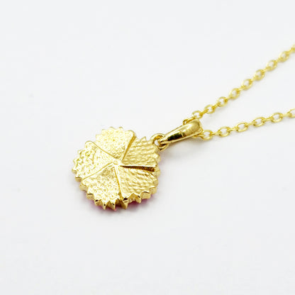 Gold Flower Pendant Necklace, 10K Yellow Gold Pink Floral Necklace Pendant, Dainty Gold Small Pendant, Gift For Baby