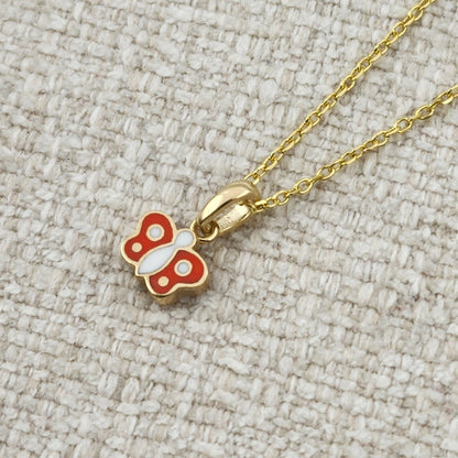 Gold Butterfly Pendant Necklace, 10K Yellow Gold Everyday Necklace Pendant, Dainty Butterfly for Her, Newborn Baby Gift, Girl Gift