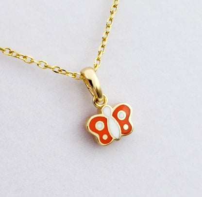 Gold Butterfly Pendant Necklace, 10K Yellow Gold Everyday Necklace Pendant, Dainty Butterfly for Her, Newborn Baby Gift, Girl Gift